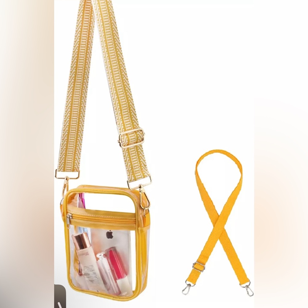 Clear Crossbody Purse Yellow Bag Yellow Striped Strap Concert Stadium